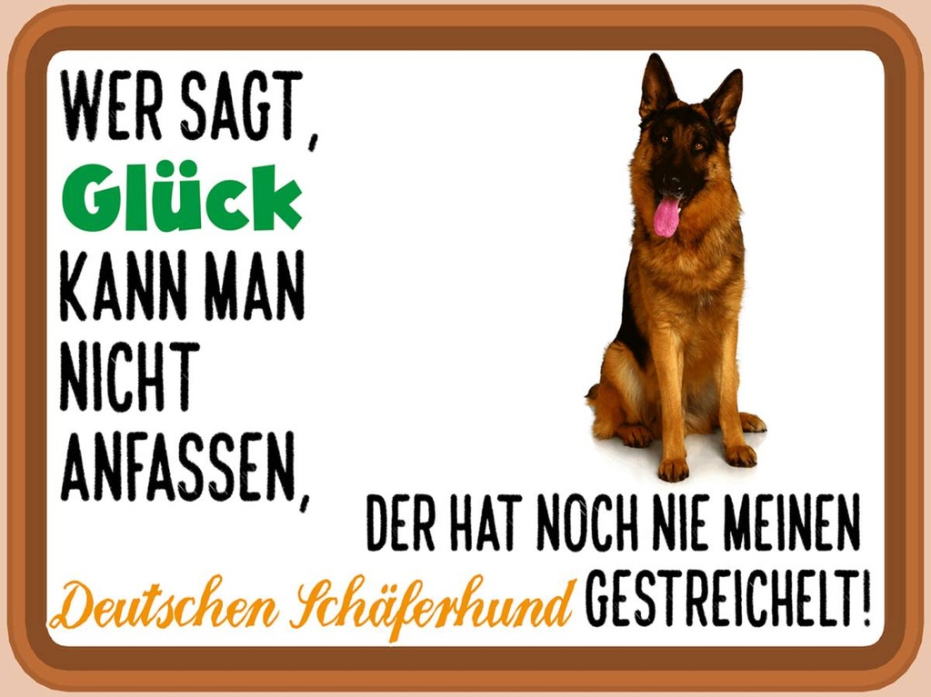 Holzschild 30x40 cm Glück Deutscher Schäferhund Hund