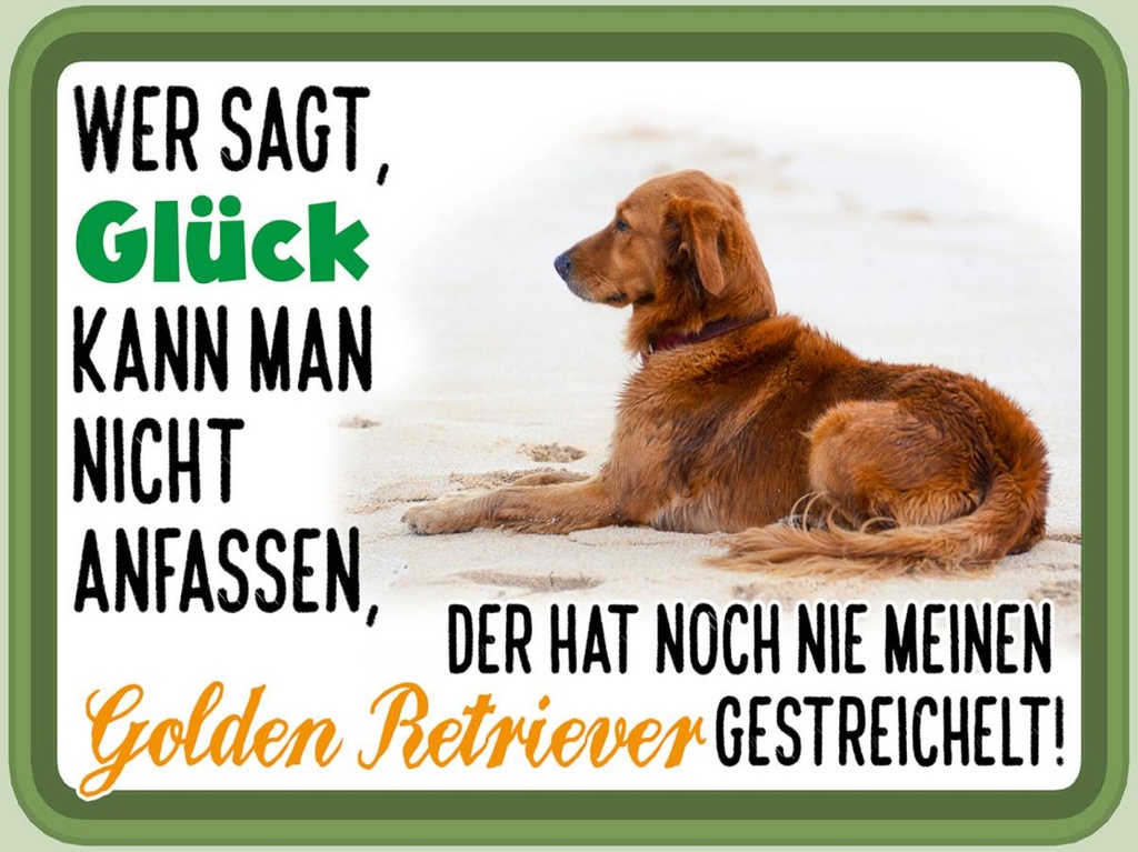 Holzschild 30x40 cm Glück Golden Retriever Hund