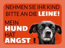 Holzschild 30x40 cm Kind an die Leine Hund hat Angst