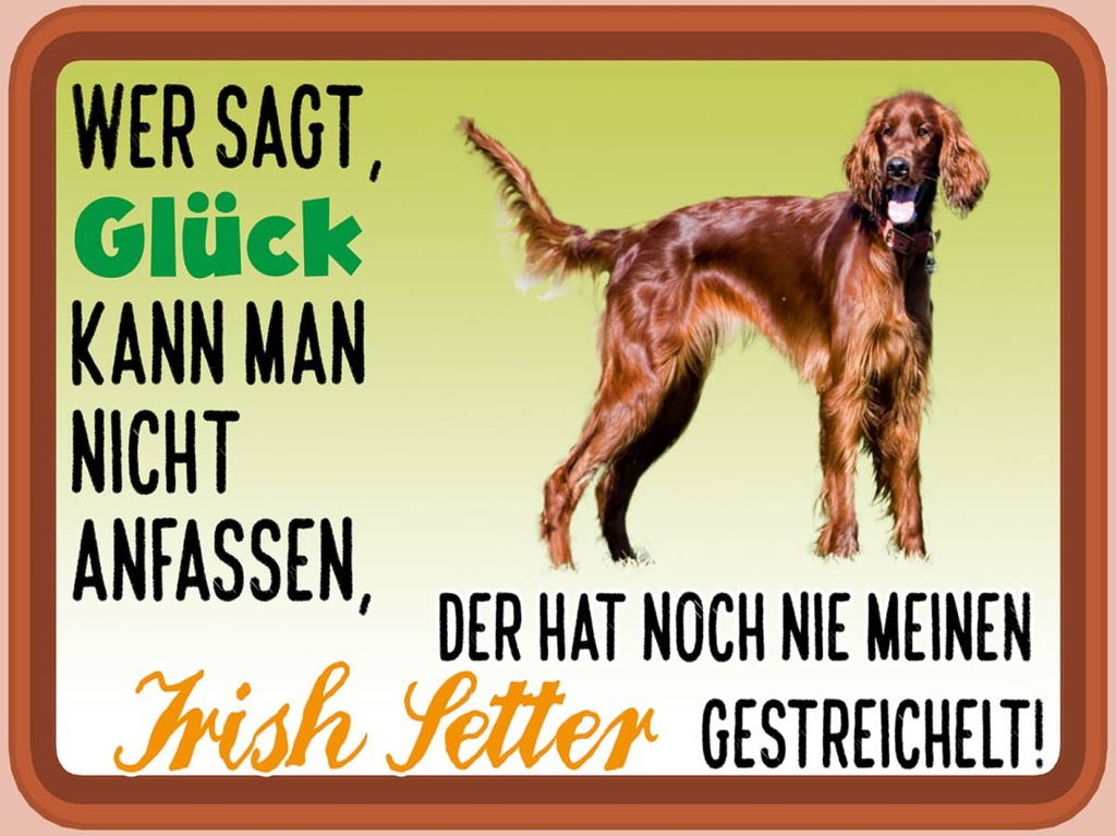 Holzschild 30x40 cm Glück Irish Setter Hund
