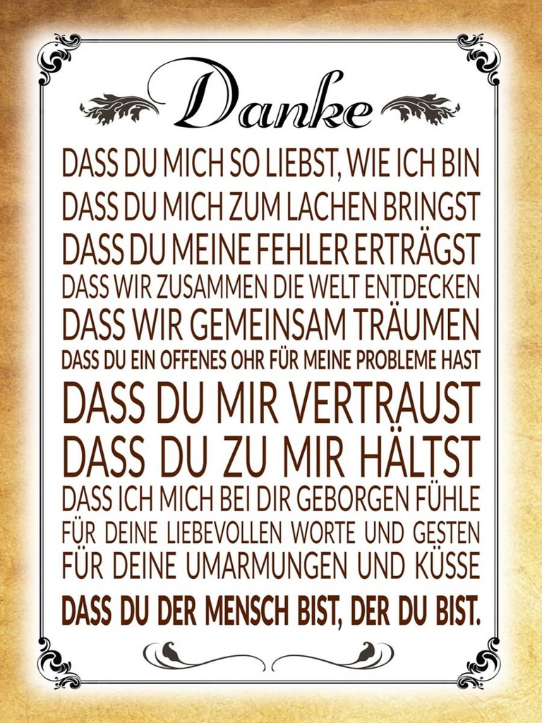 Holzschild 40x30 cm Danke dass du bist der du bist