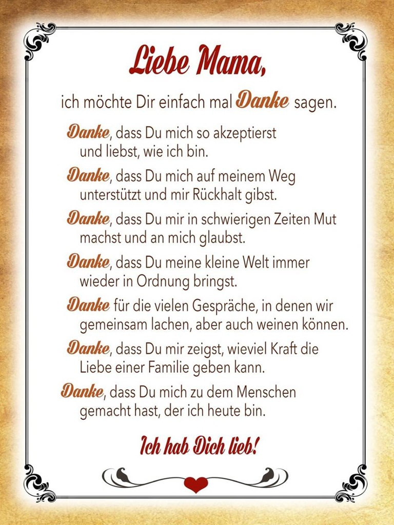 Holzschild 40x30 cm liebe Mama Ich hab dich lieb