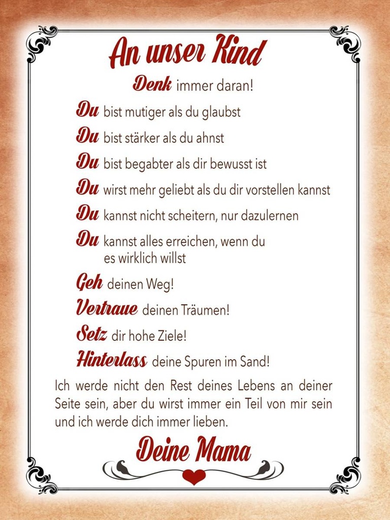 Holzschild 40x30 cm Kind denk immer daran deine Mama
