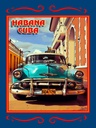 Holzschild 40x30 cm Cuba Habana Cuba blaues Auto