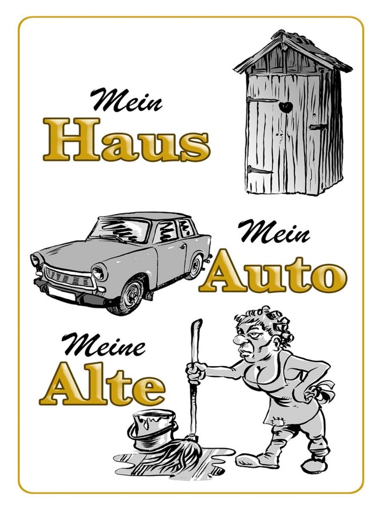 Holzschild 40x30 cm mein Haus mein Auto meine Alte
