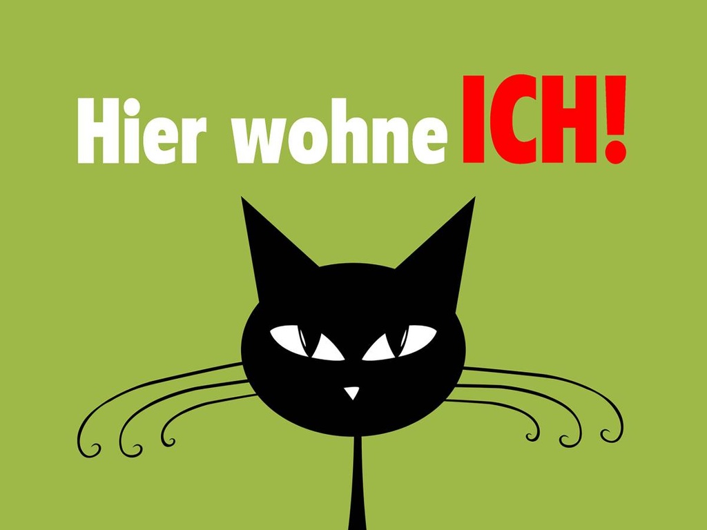 Holzschild 30x40 cm Katze hier wohne ich