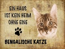 Holzschild 30x40 cm Bengalische Katze