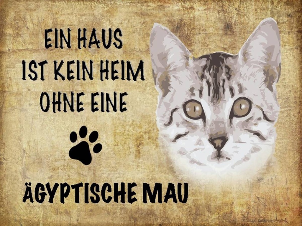 Holzschild 30x40 cm Ägyptische Mau Katze