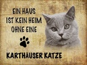 Holzschild 30x40 cm Kartäuser Katze ohne kein Heim