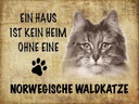 Holzschild 30x40 cm Norvegische Waldkatze Katze