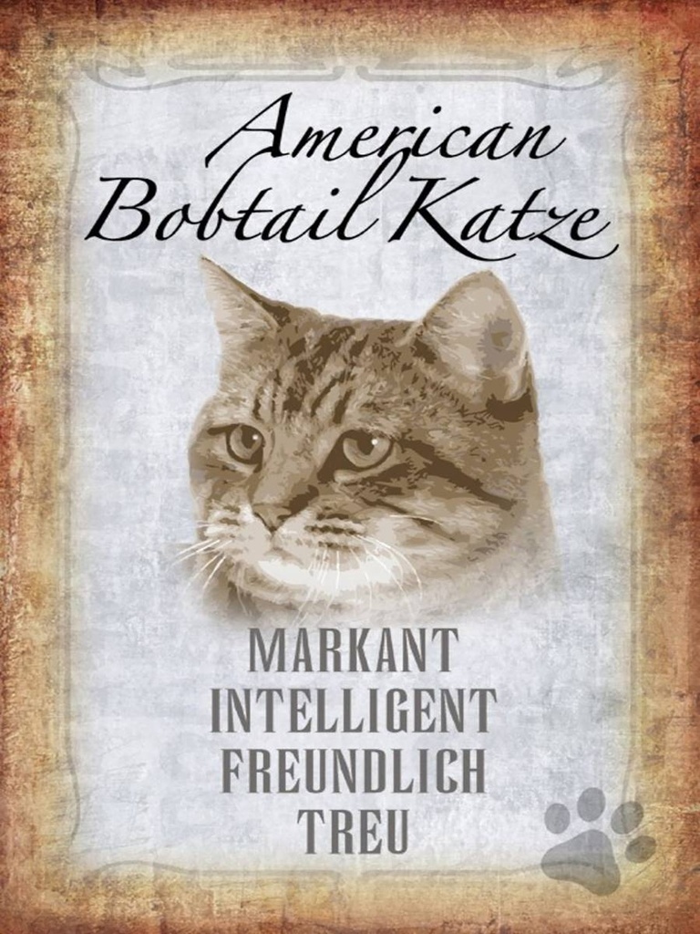 Holzschild 40x30 cm American Bobtail Katze