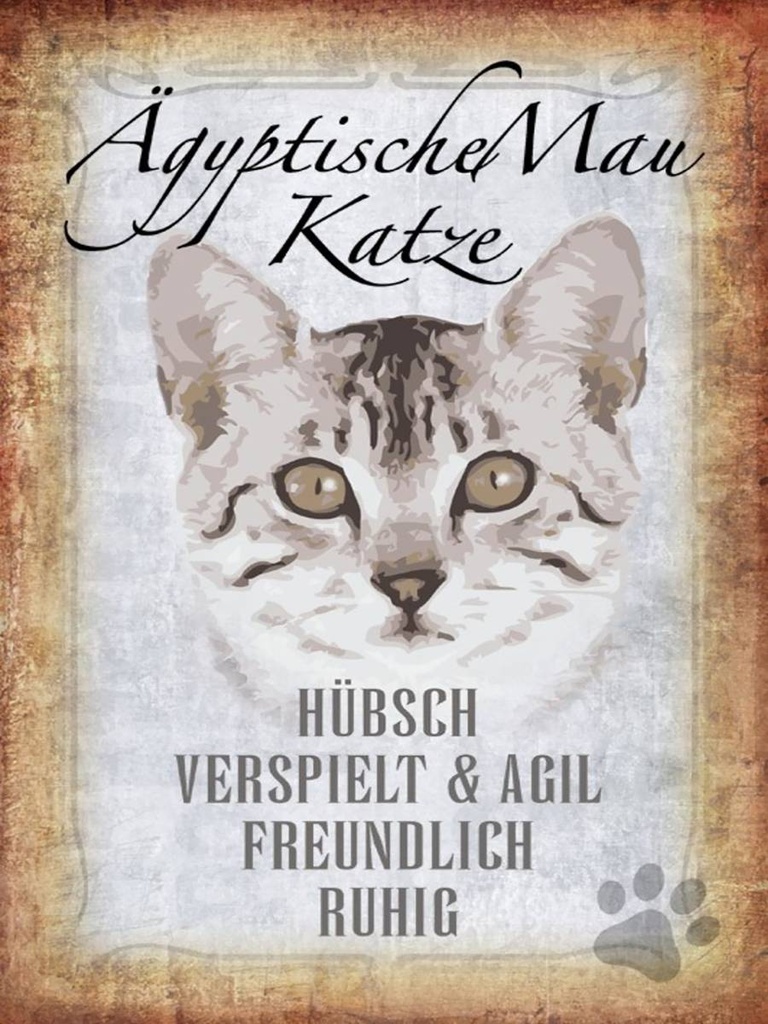 Holzschild 40x30 cm Ägyptische Mau Katze