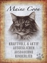 Holzschild 40x30 cm Maine Coon Katze aktiv