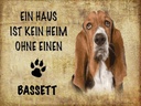 Holzschild 30x40 cm Bassett Hund ohne kein Heim