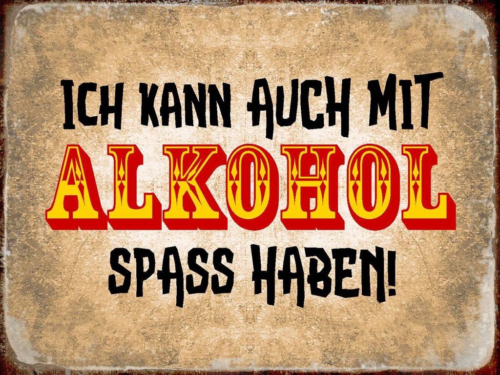 Holzschild 30x40 cm Alkohol ich kann auch Spass haben