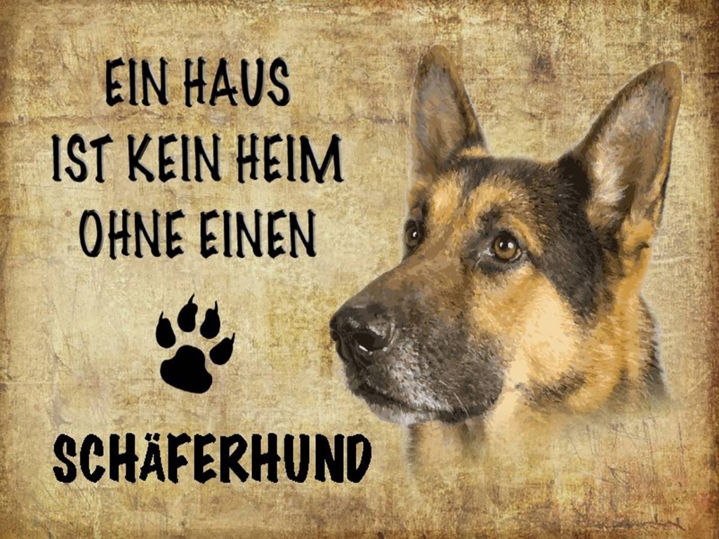 Holzschild 30x40 cm Schäferhund Hund ohne kein Heim