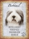 Holzschild 40x30 cm Bobtail Hund verspielt