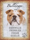 Holzschild 40x30 cm Bulldogge Hund gesellig