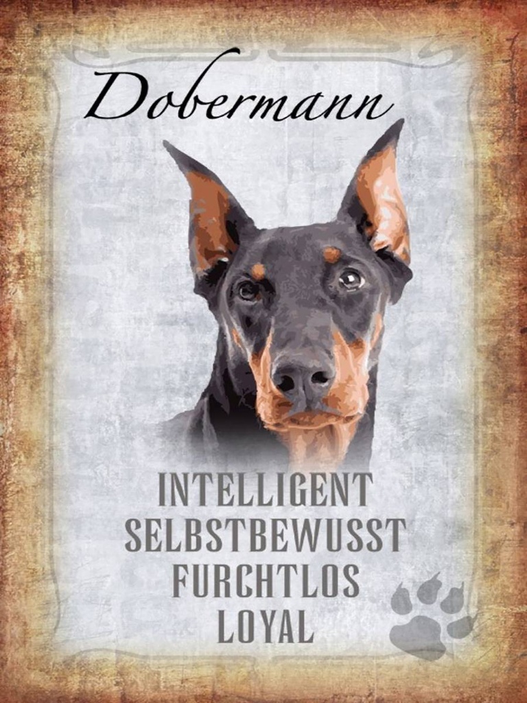 Holzschild 40x30 cm Dobermann Hund loyal