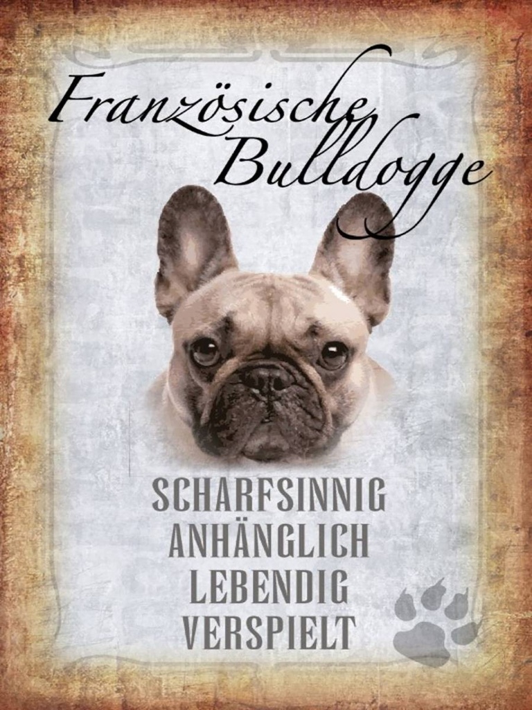 Holzschild 40x30 cm Französische Bulldogge Hund
