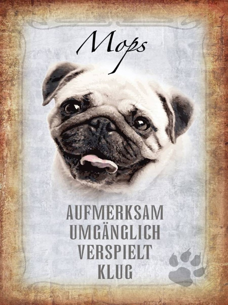Holzschild 40x30 cm Mops Hund