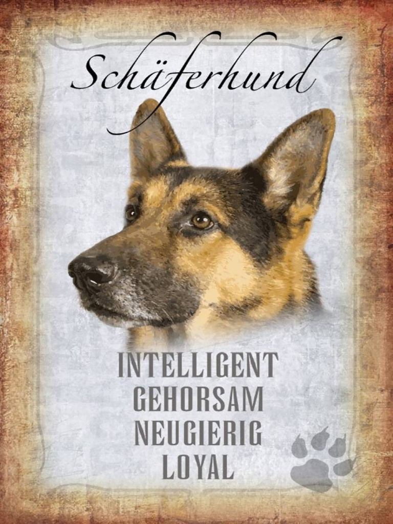 Holzschild 40x30 cm Schäferhund Hund