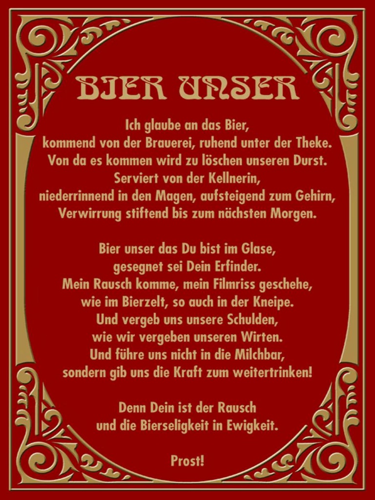 Holzschild 40x30 cm Alkohol Prost Bier unser