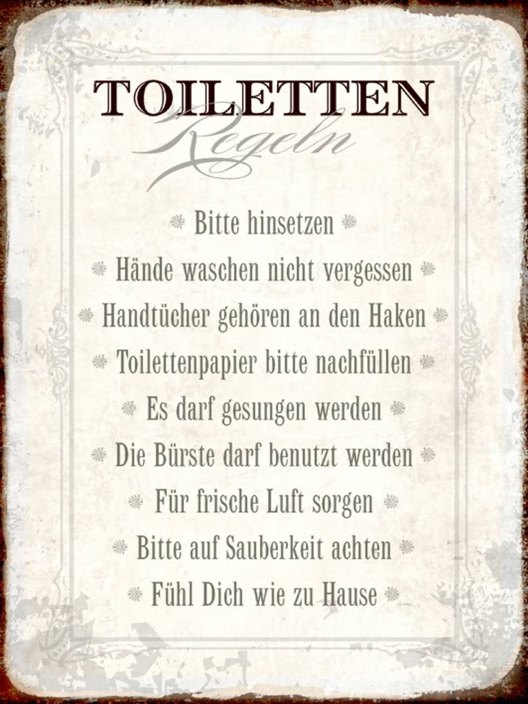 Holzschild 40x30 cm Toiletten Regeln Haus