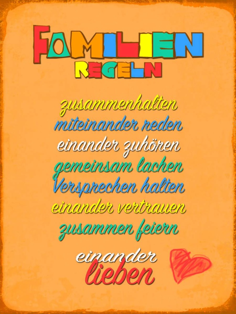 Holzschild 40x30 cm Familien Regeln