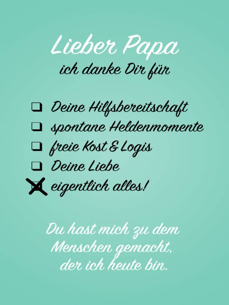 Holzschild 40x30 cm Lieber Papa ich danke