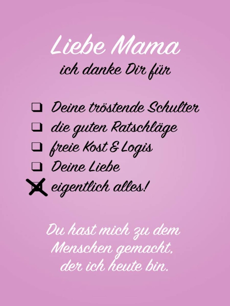 Holzschild 40x30 cm Liebe Mama ich danke