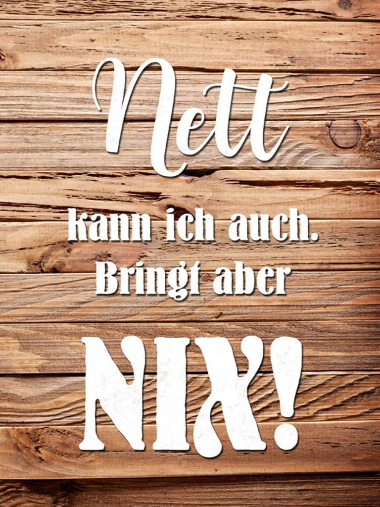 Holzschild 40x30 cm Nett kann ich auch bringt nix