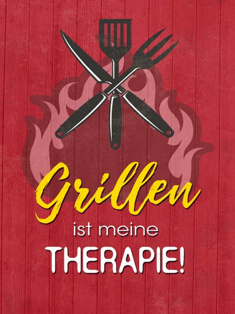 Holzschild 40x30 cm Grillen ist meine Therapie