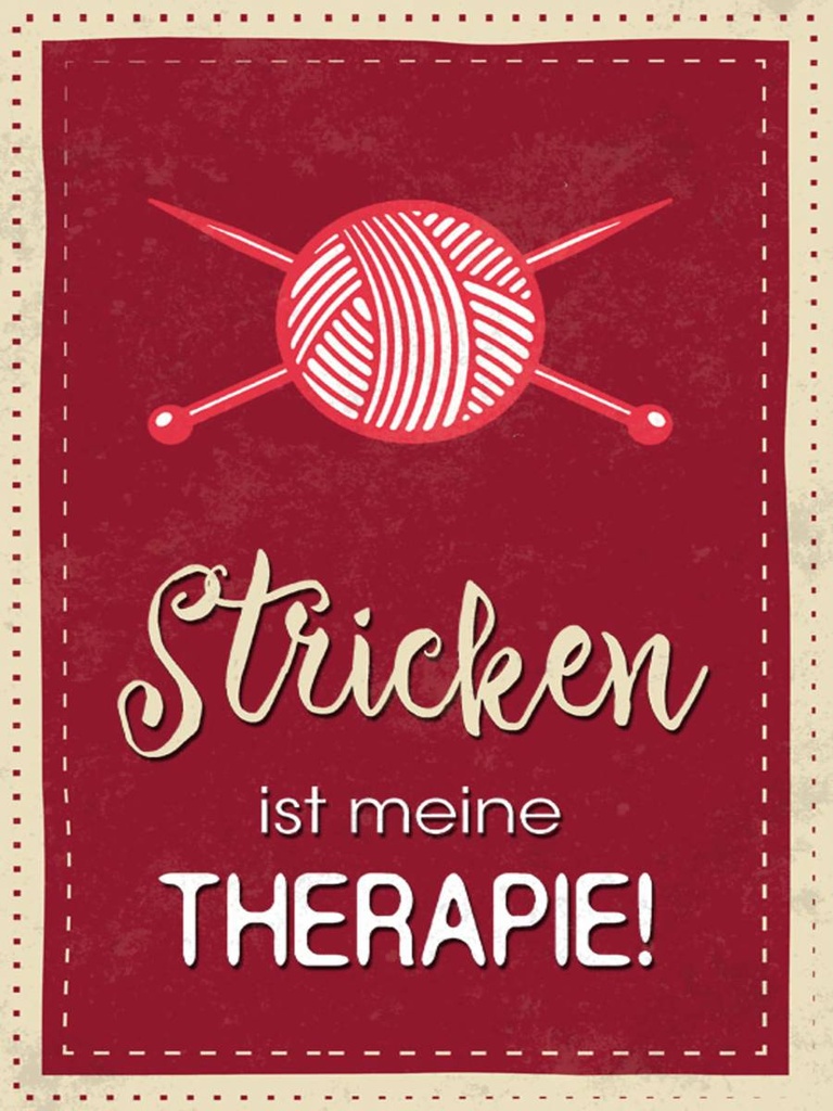 Holzschild 40x30 cm Stricken ist meine Therapie