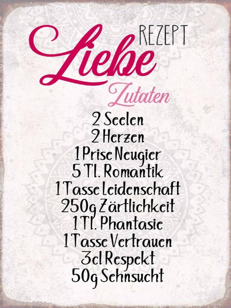 Holzschild 40x30 cm Rezept Liebe Zutaten