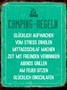 Holzschild 40x30 cm Retro Camping Regeln