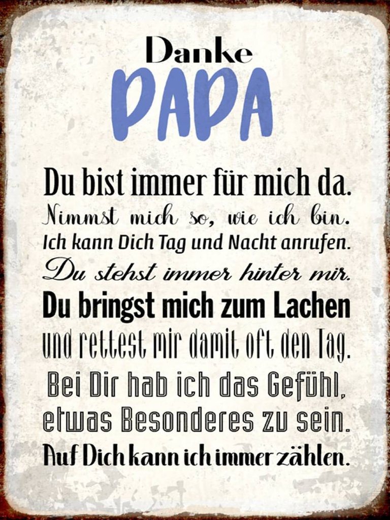 Holzschild 40x30 cm Danke Papa du bist für mich da