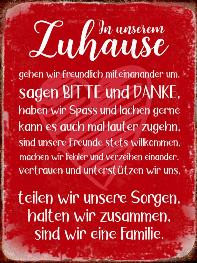 Holzschild 40x30 cm Zuhause sind wir eine Familie
