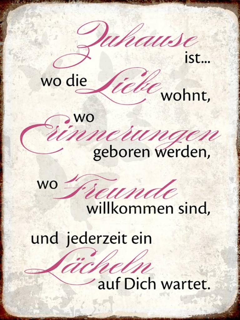 Holzschild 40x30 cm Zuhause Liebe Freunde Lächeln