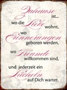 Holzschild 40x30 cm Zuhause Liebe Freunde Lächeln