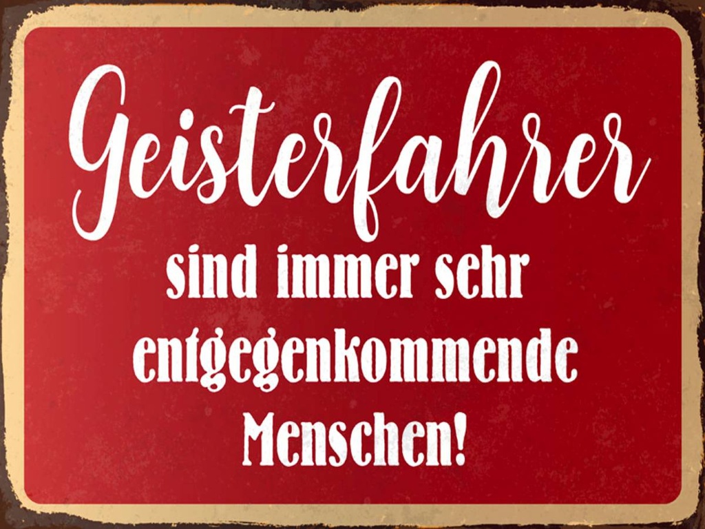 Holzschild 30x40 cm Geisterfahrer sind Menschen