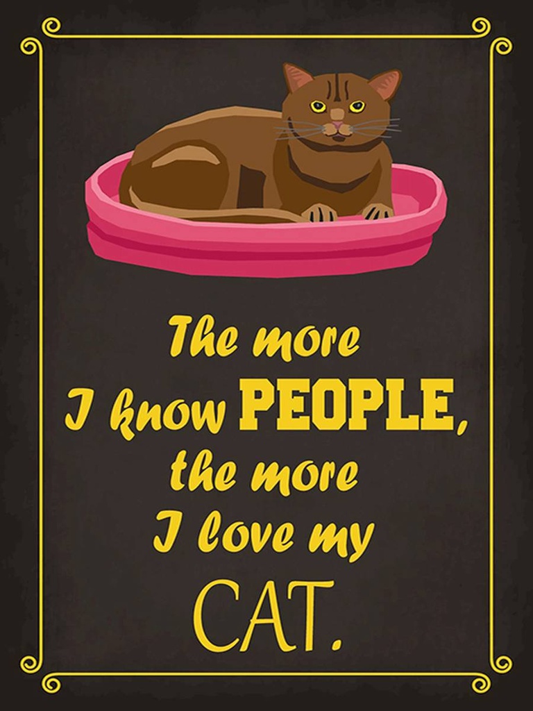 Holzschild 40x30 cm Katze i love my Cat