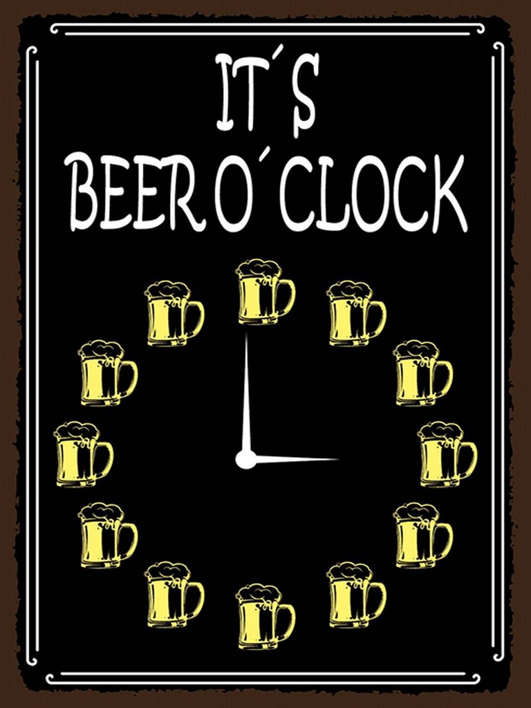 Holzschild 40x30 cm it´s Beer o´clock Bier Alkohol