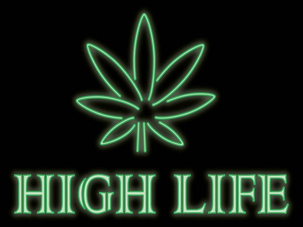 Holzschild 30x40 cm High Life Cannabis