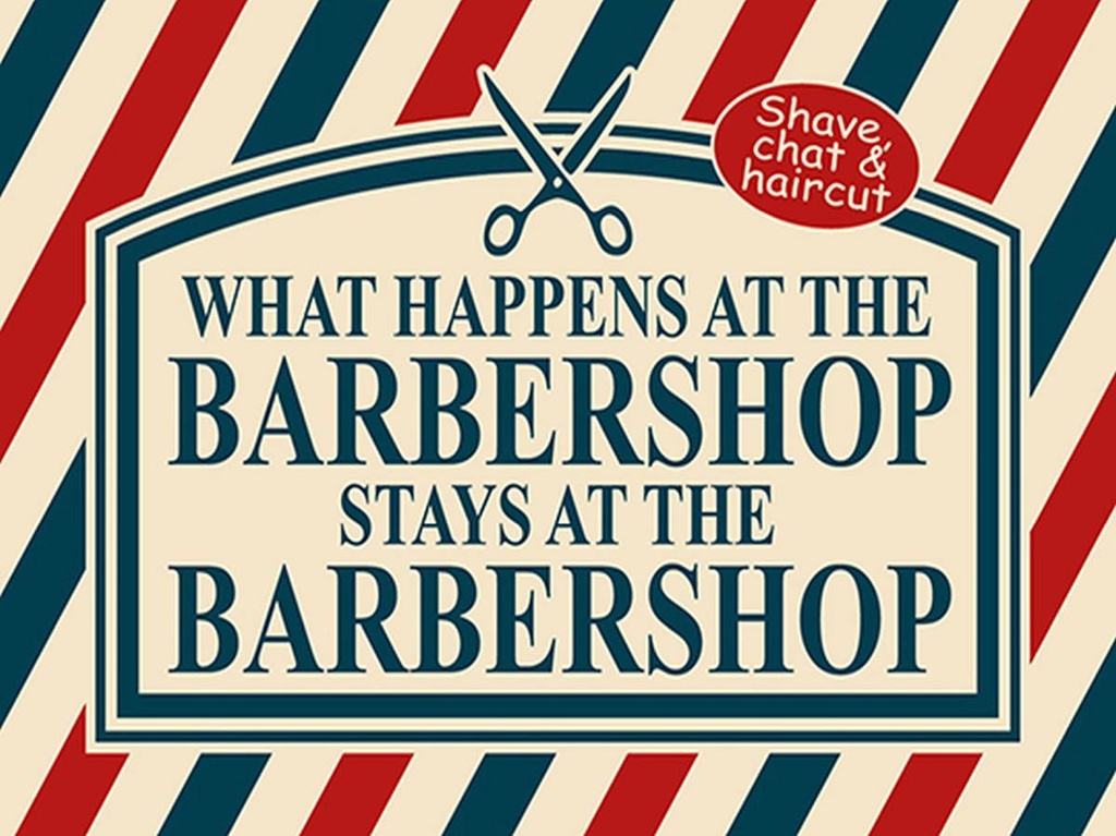 Holzschild 30x40 cm what happens at the Barbershop