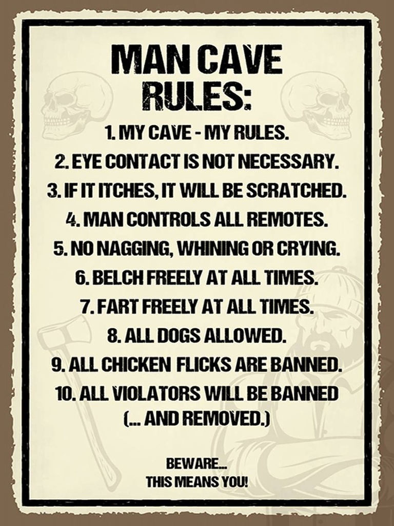 Holzschild 40x30 cm Man Cave Rules my cave my rules