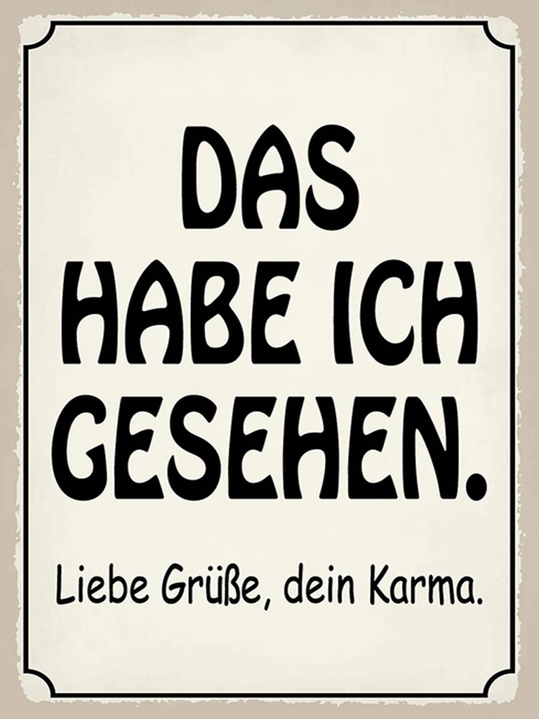 Holzschild 40x30 cm das habe ich gesehen dein Karma
