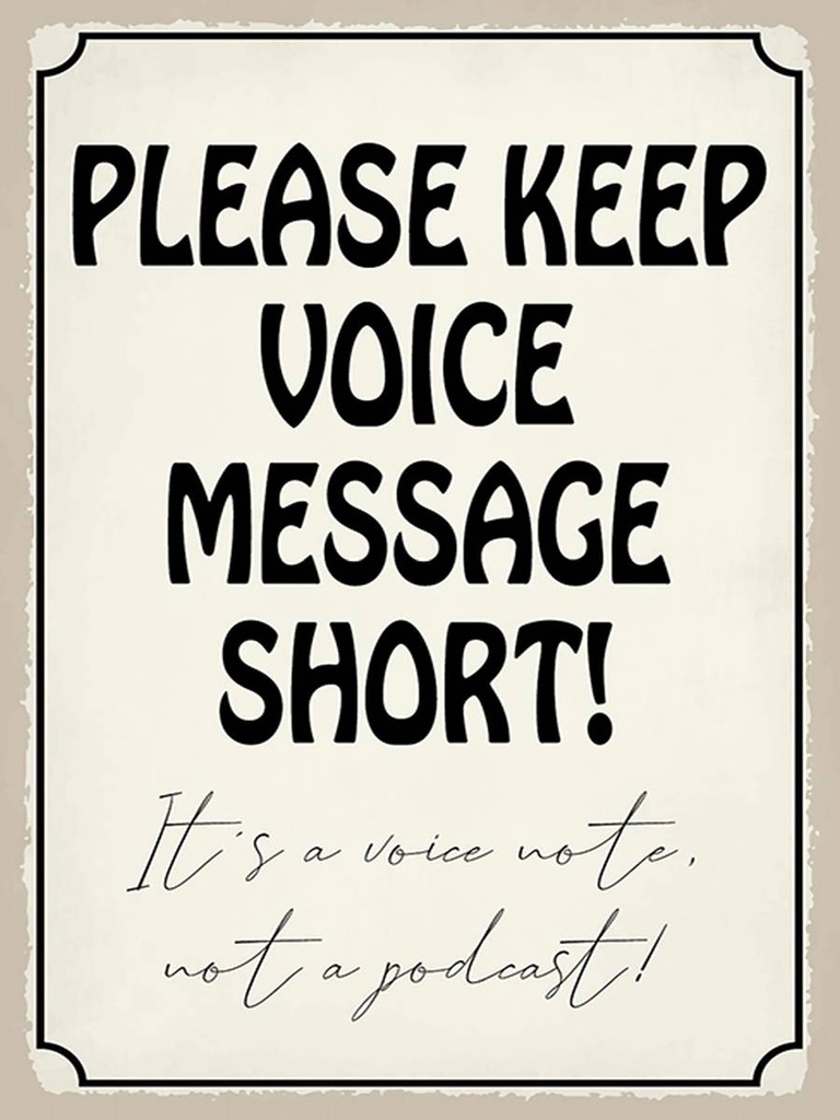 Holzschild 40x30 cm please keep voice message short