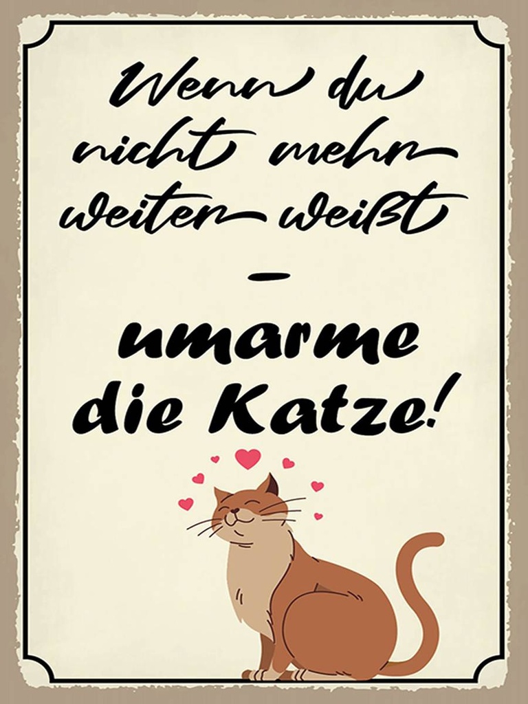 [LA-1790321-H] Holzschild 40x30 cm nicht weiter umarme die Katze
