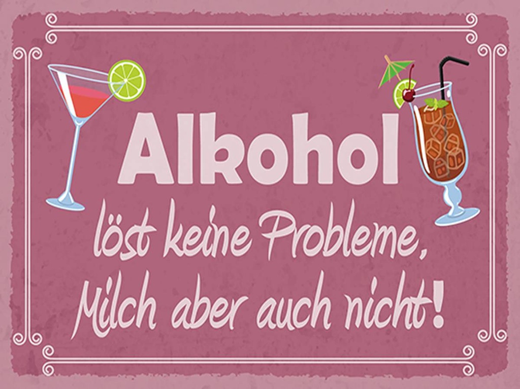 Holzschild 30x40 cm Alkohol löst keine Probleme